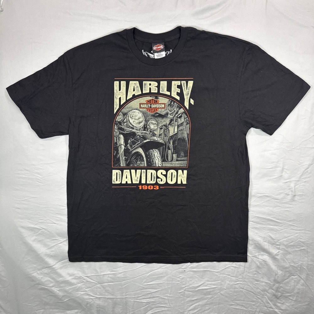 Harley Davidson Motorcycles 1903‎ Graphic T Shirt Black Men's 2XL Bike Unrivaled